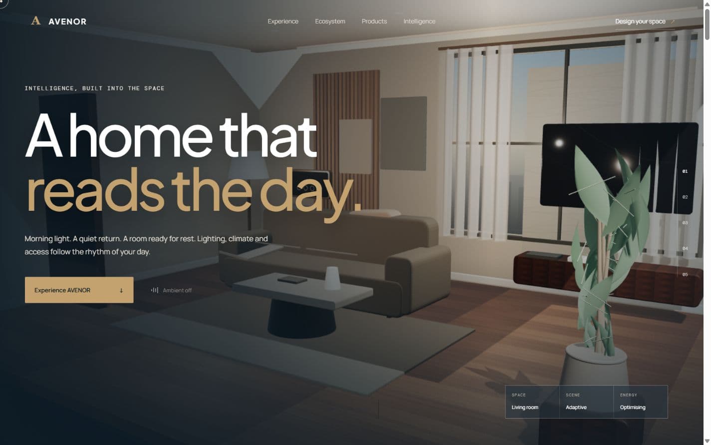 Homepage preview of the AVENOR website demo