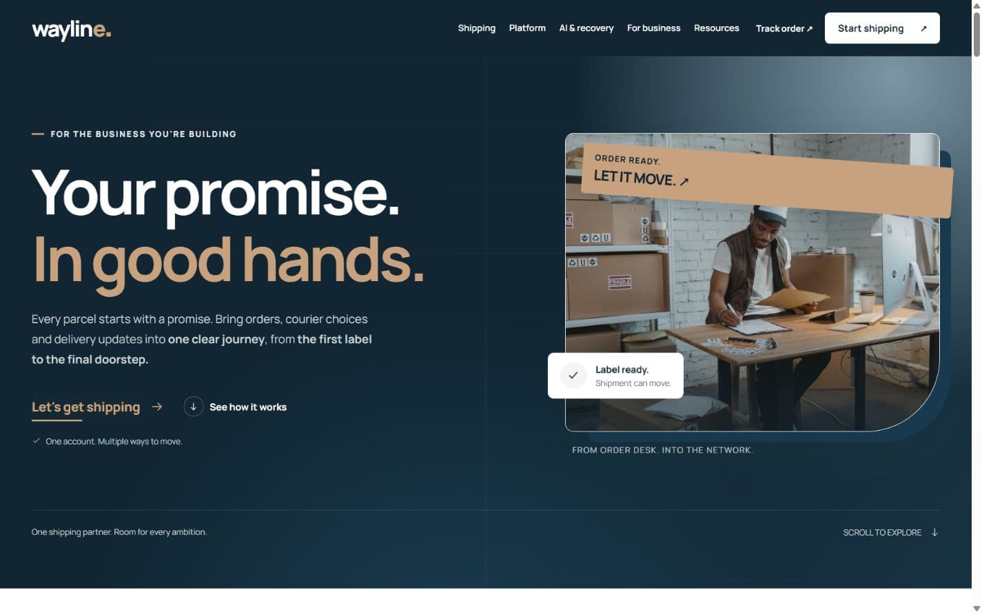 Homepage preview of the WAYLINE website demo