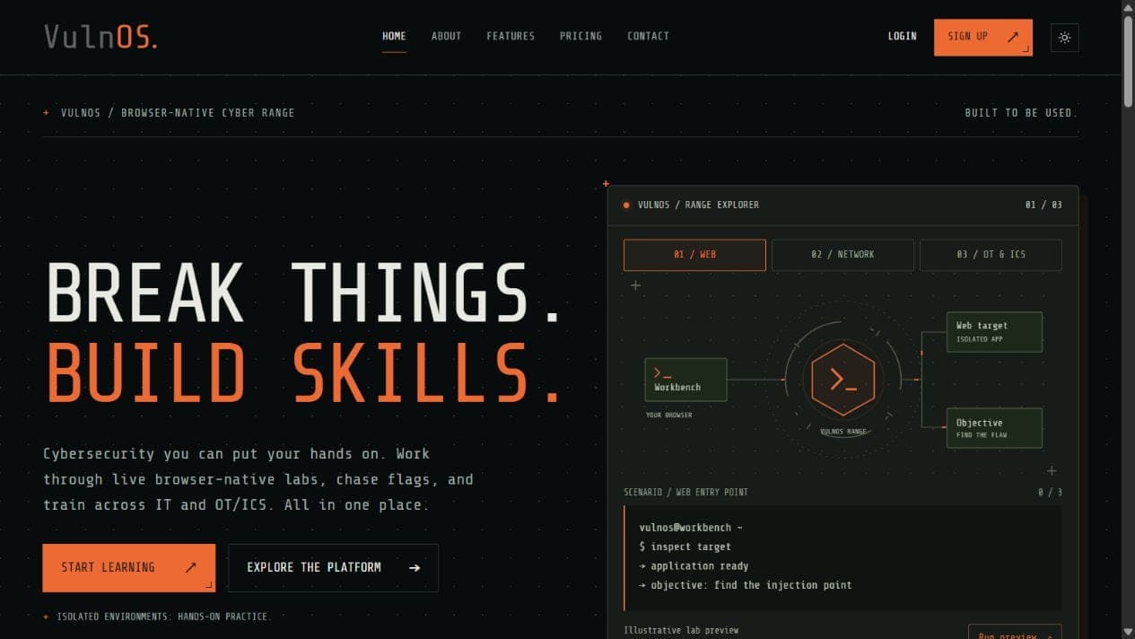 VulnOS live website preview